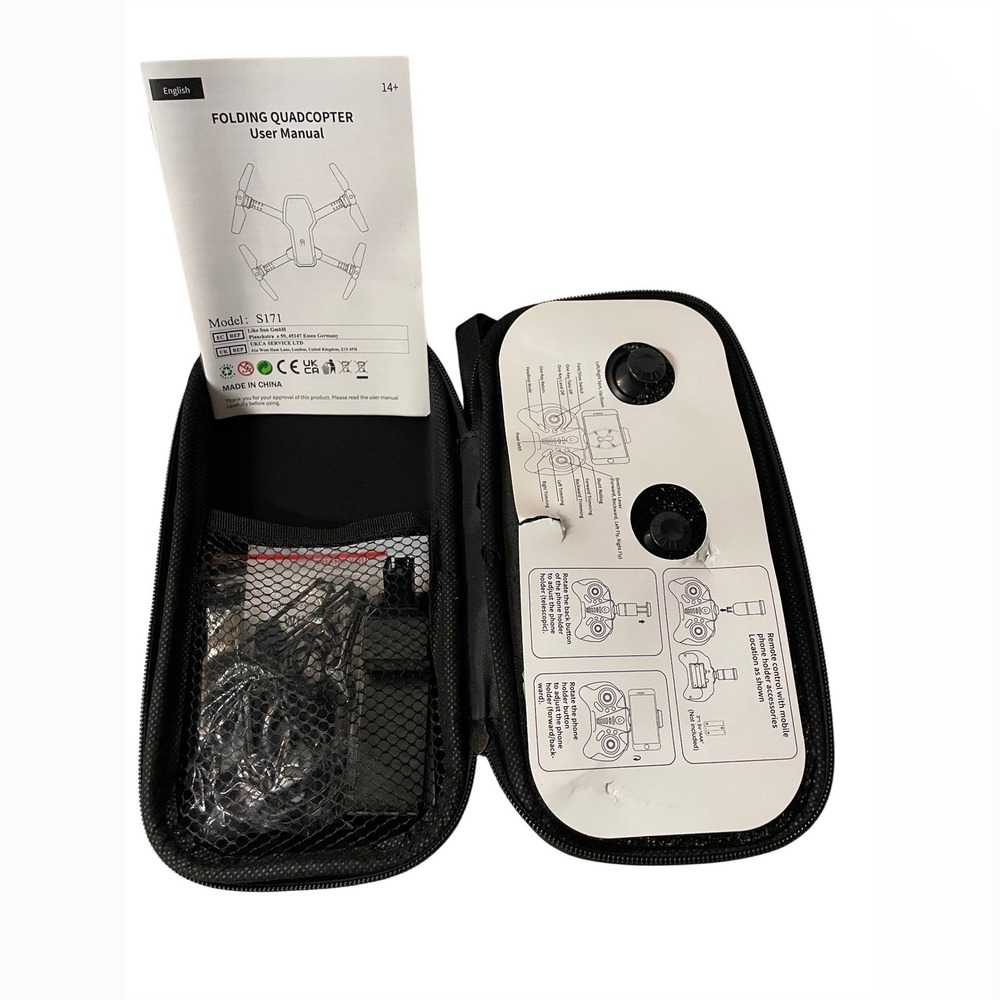 S171 Folding Quadcopter Drone with Remote Control and Carrying Case Gray